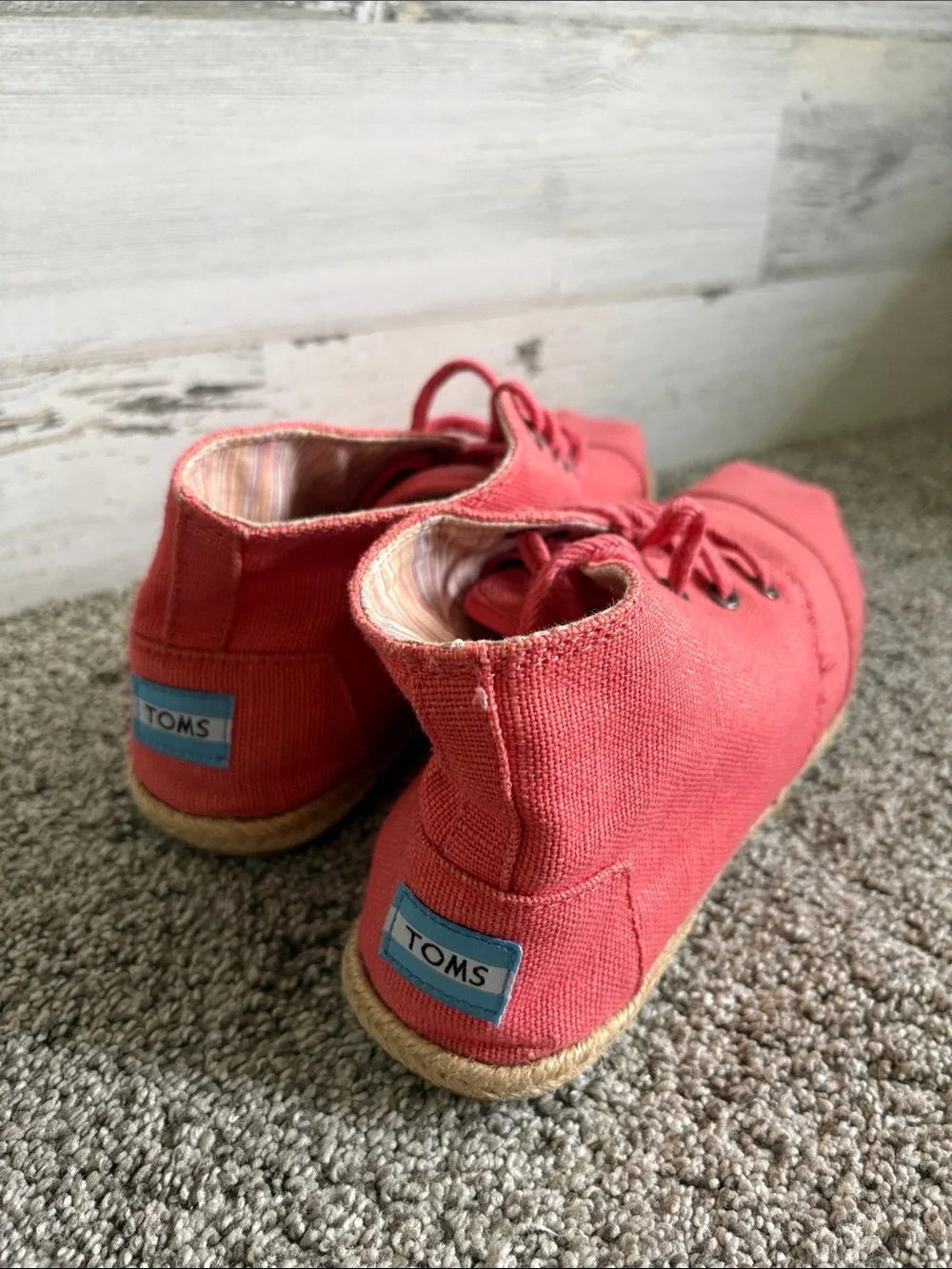 Toms Coral Canvas Lace-Up Espadrille Shoes